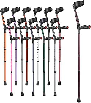 Comfort Grip Closed Cuff Double Adjustable Crutch – Aubergine - Right Handed | Height Adjustable Elbow Crutch for Men Women Adults Arthritis Comfort Anatomic Handle Forearm Ergonomic