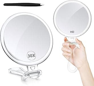 B Beauty Planet 30X Magnifying Mirror for Travel with Handle, Double-Sided 1X/30X Magnification Hand Mirror for Makeup,Travel Mirror for Desk 5 Inches