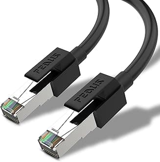 FEDUS Cat7 Ethernet Cable Pure Bare Copper Double Shielded Outdoor & Indoor Lan Wire Heavy Duty High Speed Solid 24 AWG Network Cable 10Gbps, 600Mhz, Weatherproof S/FTP UV Resistant (25 METER, BLACK)