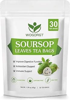 Organic Soursop Leaves Tea Bags - Soursop Graviola Leaves Herbal Tea bags for Immune Support, Antioxidant - Guanabana Leaves - Caffeine Free - 30 Tea Bags