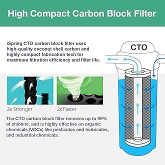 iSpring FC25BX4 High Capacity 4.5" x 20" Whole House Water Filter CTO Carbon Block, 4 Count (Pack of 1), White