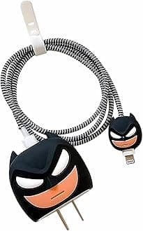 Sounce Bat-Man Charger Protective Case for iPhone 18W & 20W Charger and Wire Protector for Lightning Cable - Charger Protective Cover, Protection Sleeve, Cord Saver for Earphone (Charger Not Included)