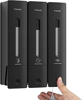 shower soap dispenser wall mounted no drill shampoo and conditioner dispenser 3 chamber black