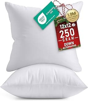 Utopia Bedding Throw Pillows Insert (Pack of 2, White) - 12 x 12 Inches Bed and Couch Pillows - Indoor Decorative Pillows