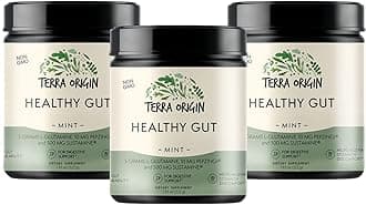 TERRA ORIGIN Healthy Gut Mint Flavor |3-Pack, 90 Servings (Three 30-Serving tubs) with L-Glutamine, Zinc, Glucosamine, Slippery Elm Bark, Marshmallow Root and More!