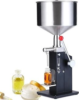SUSEMSE Manual Liquid Filling Machine 5-55ml Bottle Filling Machine Bottle Filler for Paste and Liquid, Water, Cosmetic Cream, Shampoo, Lip Gloss - with Scale & Removable Holder A03 55ml PRO