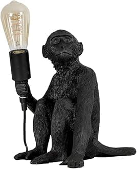 MiniSunModern Black Painted Monkey Design Table Lamp | Table Lamps, Home Décor & Improvement Essential | Includes 4W LED Bulb [2200K Warm White]