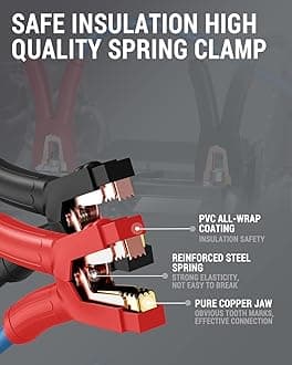 Powrun P025 Jumper Cables for 12/24V Car Battery, 1000A Heavy Duty Booster Cables with Carrying Bag, Jumper Cables Kit for Vehicles with up to 8.0 L Gas and 6.0L Diesel Engines