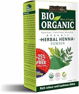 Bio Organic Herbal Henna Powder Rich Colour and Lustrous Shine (200g+50g, Green)