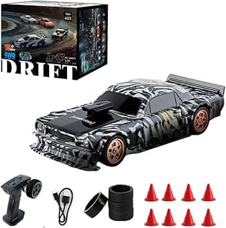 Mini RC Drift Car, 1/43 RC Electric Racing Car 4WD Remote Control Car with Lights, High Speed RC Vehicle for Adults - RTR Version, 4301 (Black)