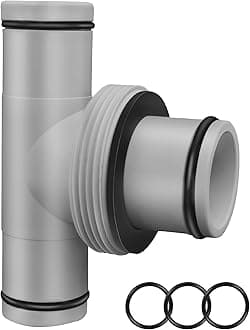 Pool Hose Connector, T-Joint 1.5" to 1.25", Double Leak-Proof, Polypropylene, Gray, Tee, HOSE PIPE FITTING, Swimming Pool Replacement Parts