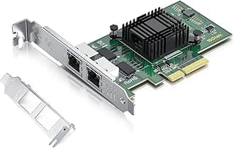 H!Fiber Gigabit Dual NIC with Intel 82576 Chip, 1Gb Network Card Compare to Intel E1G42ET NIC, 2 RJ45 Ports, PCI Express 2.0 X4, Ethernet Card with Low Profile for Windows/Windows Server/Linux