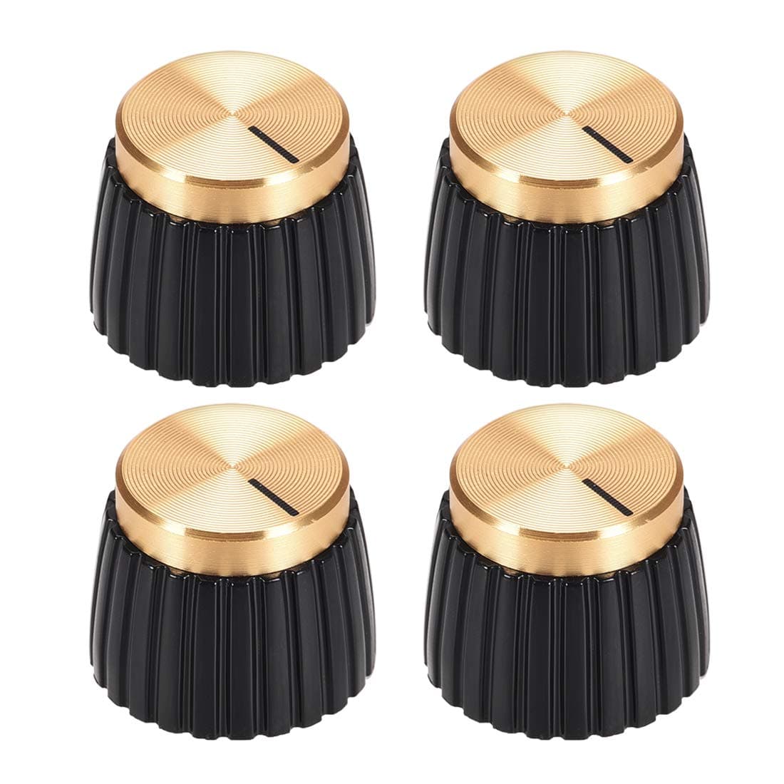 uxcell 4pcs Modern Black & Gold Cap Potentiometer Knobs for Amplifier