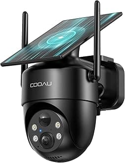 COOAU Solar Security Cameras Wireless Outdoor – Low-Light Rechargeable​​, Easy to Install, 2K 360° Camera for Home Security, Surveillance Cam with AI Smart Detection, Color Night Vision, IP66, Alexa