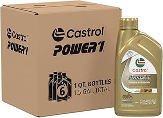 Castrol Power1 4T 5W-40 Full Synthetic Motorcycle Oil, 1 Quart, Pack of 6