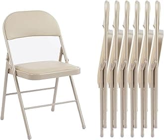 Sweetcrispy Folding Chair 6 Pack, Leather Padded Folding Chairs, Sturdy Metal Foldable Chairs, Easy to Use and Store, Outdoor and Indoor, for Home, Office, Party, Comfy