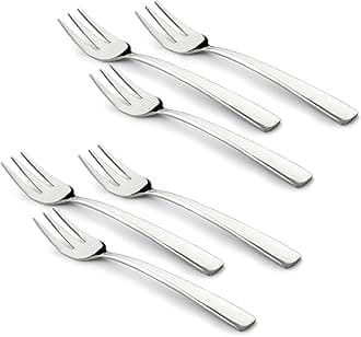 Parage 6 Pieces Stainless Steel Fruit Forks Set for Home & Kitchen, Fruit Picks, Kids, Small Size, 11.5 cm Long, (Pack of 6, Silver)