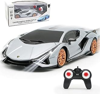 QUN XING Remote Control Car 1:24 Officially Licensed 2.4GHZ Rc Cars Lambo Sport Racing Toy Car for Kids Boys 4-7 Years Birthday Gift,Silver