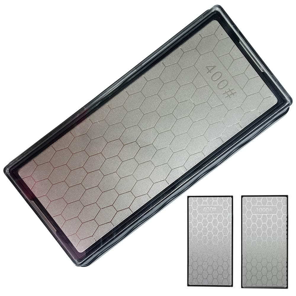 Double-sided Diamond Sharpening Stone, Knife Sharpener Stone diamond sharpener Honeycomb Surface Plate with Non-slip Base for Scissors Knives Outdoor Kitchen Sharpen Tools (400/1000 Grit)