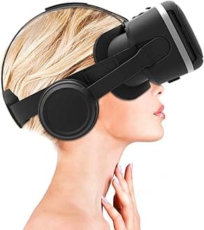 - Irusu Play VR Plus VR Headset for mobiles with Headphones,40MM HD Lens, Built in Touch Button and Lens Adjuster (Without Remote)