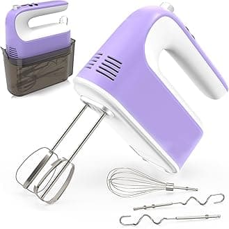 CBQ Hand Mixer Electric, 9 Speed 400W Handheld Mixer with Digital, Touch Button, Turbo, Storage Case, 5x Stainless Steel Accessories, Mixer Electric Handheld for Cake, Cookie, Egg (Lavender Purple)