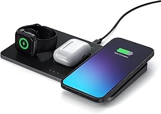 Satechi Trio Wireless Charger with Magnetic Pad, Qi Certified, Compatible with iPhone 16 Pro Max/16 Pro/16/16 Plus, AirPods Pro/Gen 3, Apple Watch Ultra & Series (CT-X3TWCPM)