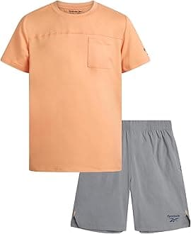 ReebokBoys Athletic Shorts Set - 2 Piece Summer Clothes Outfit with Pocket Tee and Boys Running Shorts for Active Kids