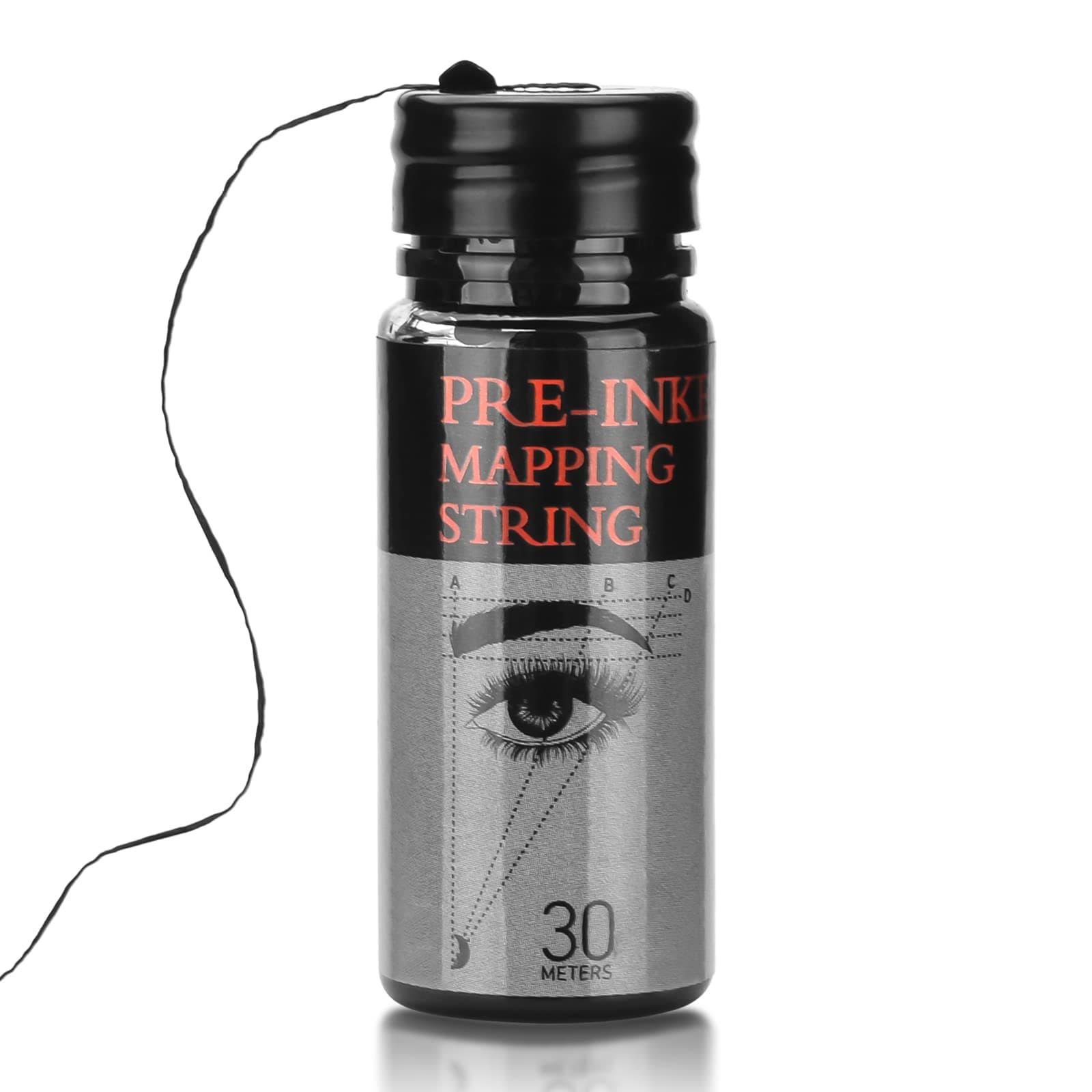 ATOMUS Eyebrow Mapping String 1 Bottle Pre-inked 30m(98ft) Microblading String for Brow Marking Black Ink Measuring String for Eyebrow Makeup