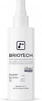 BRIOTECH Sanitizer Disinfectant Hypochlorous Spray, Kill 99.99% of Viruses & Bacteria, Control Mold, Eliminate Odor, Gentle for Nurseries, Food Contact Surface Sanitizer, 2 fl oz Travel Size
