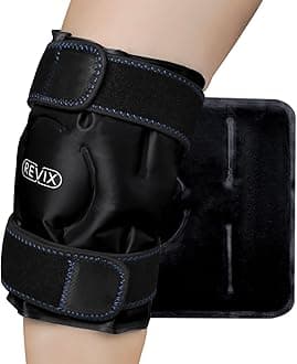 REVIX Ice Wrap for Knee Discomfort, Reusable Knee Ice Pack Wrap with Cold Compress Therapy for Muscle Ache, Promotes Post-Workout Recovery, Soft Plush Lining, Black