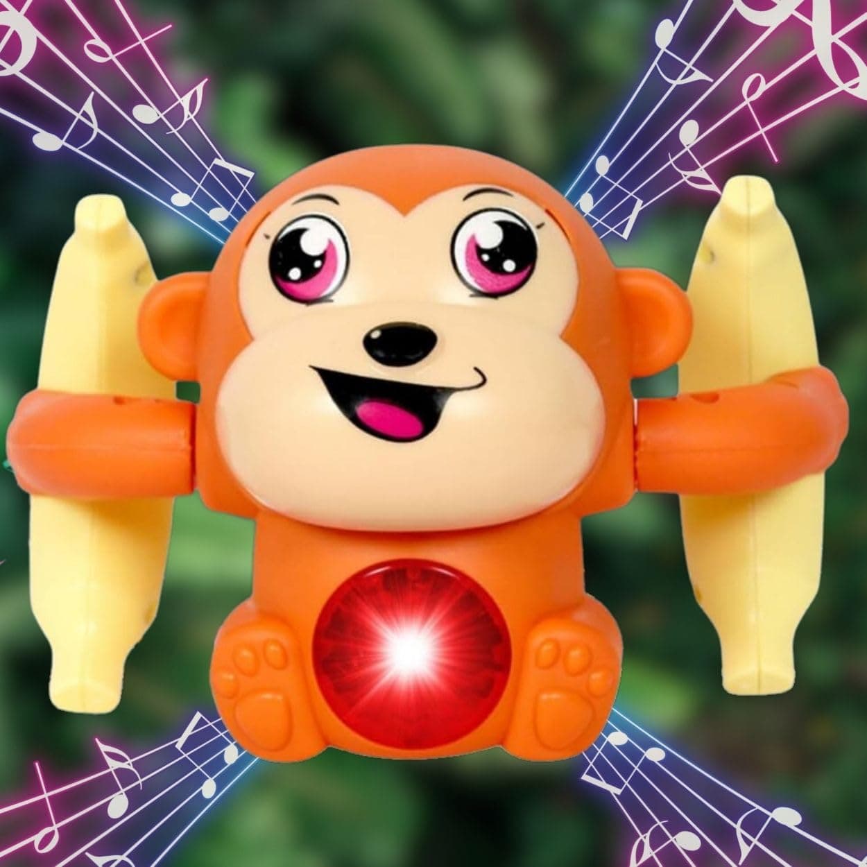 PlayMagic Dancing Monkey|Voice & Touch Sensor with Musical Light & Sound Effect|AAA Battery Operated|Birthday Gift|Spinning & Rolling Doll Tumble Toy for Kids 1 Year +|Made in India