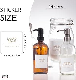 144 PCS Minimalist Laundry Room Gold Labels Set, Water Resistant Stickers,Water/Oil Resistant Stickers for Laundry Room, Linen Closet Home Bathroom and The Beauty Organization（Gold)