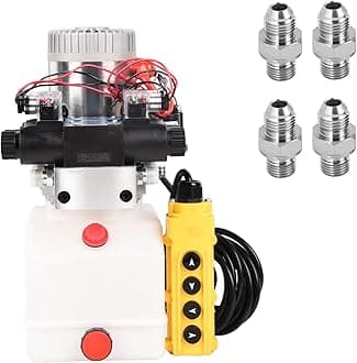 4.5 Quart Hydraulic Power Unit 1.6KW Hydraulic Pump 12V DC 3200 PSI Double Acting Dump Trailer Pump Plastic Oil Reservoir for Car Lifting Platforms