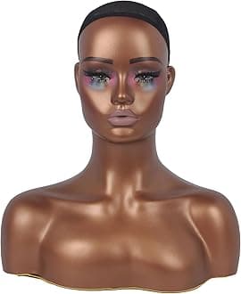 Realistic Female Mannequin Head with Shoulders Manikin Head with Shoulder for Wig/Jewelry/Makeup/Hat/Sunglass Display