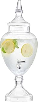 Beverage Dispenser for Countertop - 1 Gallon Large Glass Drink Dispenser w/Spigot & Lid - Party Drink Dispenser for Sweet Tea Lemonade Punch Water, Juice Dispensers for Parties