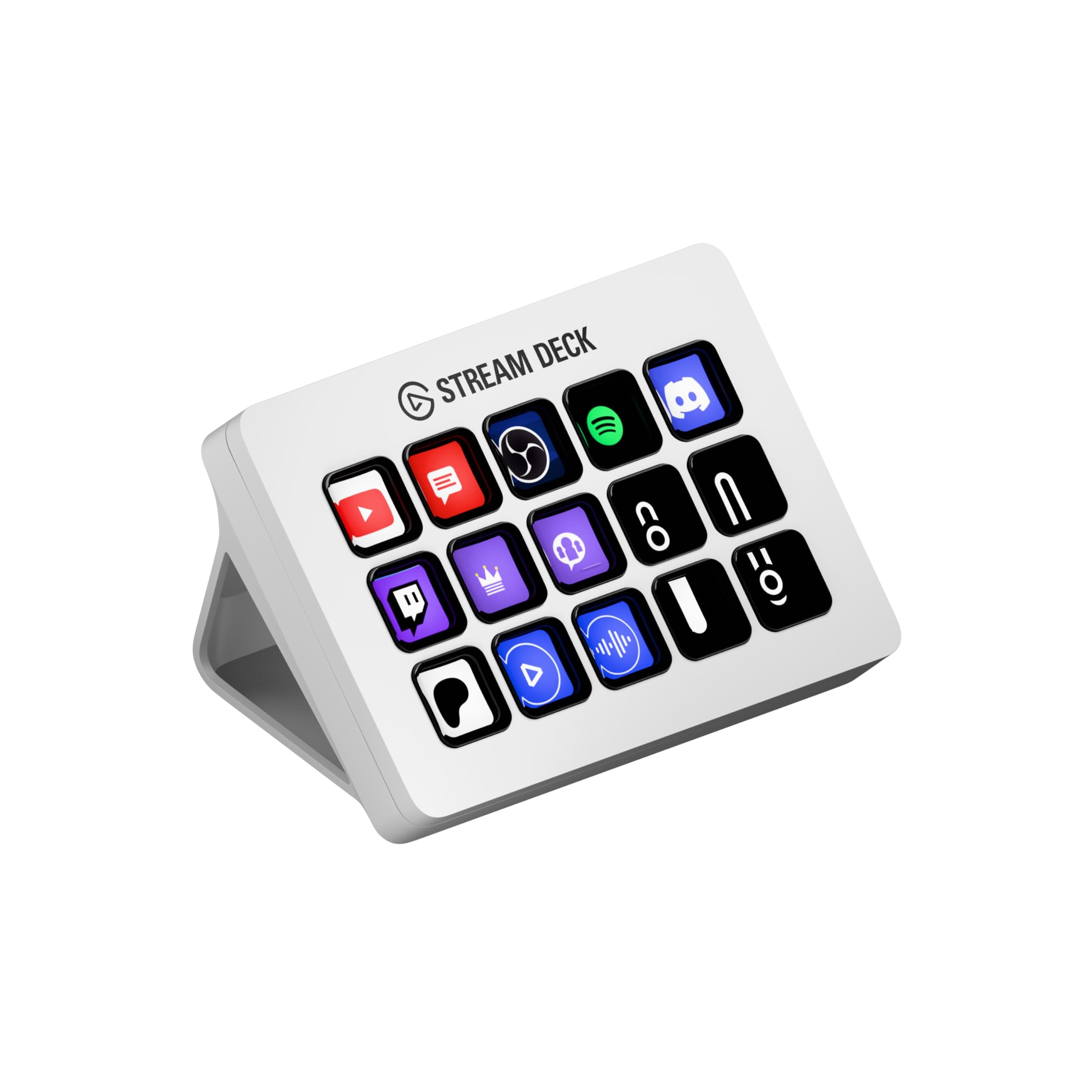 Stream Deck MK.2 White – Studio Controller, 15 macro keys, trigger actions in apps and software like OBS, Twitch, ​YouTube and more, works with Mac and PC