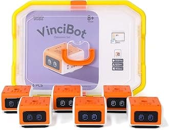 VinciBot Classroom Set with 6 Sets VinciBot Coding Robot & Rich Learning Materials for School Supplies Grade 2-7, Scratch&Python Programable Robot STEM Education for Kids Ages 8-12