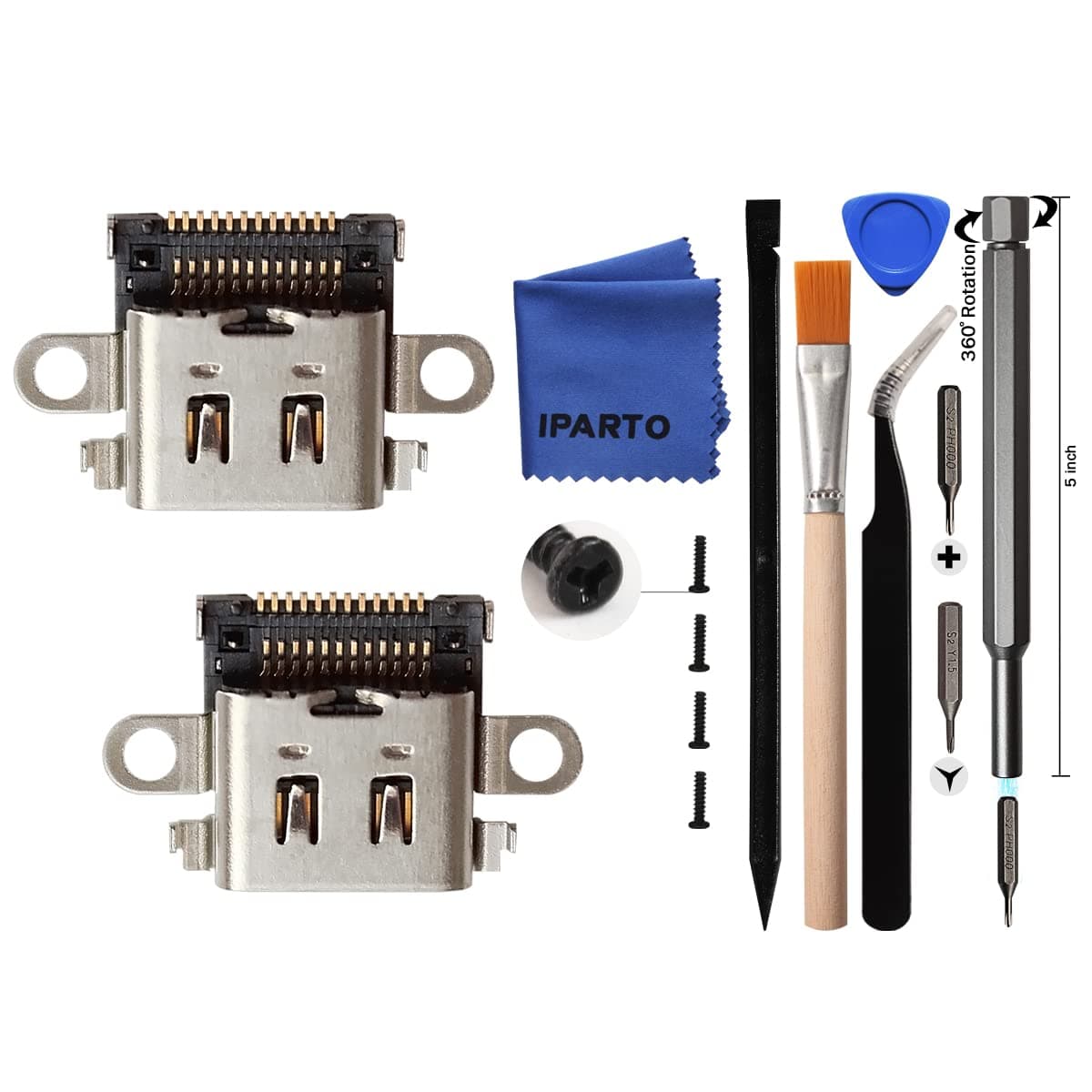 2 Pack Replacement Type C Port for Nintendo Switch Lite USB C Charging Port Charger Socket Connector Replacement Repair Kit Accessories for NS Lite HDH-001