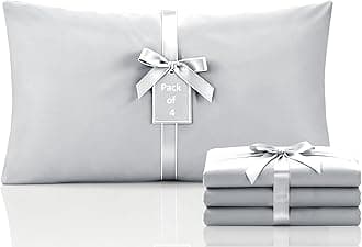 Moonlight Bedding Pillow Cases 4 Pack – Silver Pillowcases Envelope Closure Super Soft Brushed Microfiber Standard House Wife Pillow Covers, (50 X 75 CM)