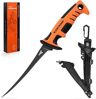 KastKing Ultimate Angler 7" Finesse Fillet Knife, Ultra-thin Flexible Blade, Razor Sharp Corrosion-resistant Vanadium Stainless Steel Fishing Knife, Includes Sheath with Sharpener & Carabiner