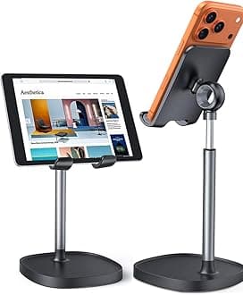 LISEN Mobile Phone Stand Adjustable iPad Stand for Desk, Office Desk Phone Accessories Fits for All Mobile Phones, iPhone, Switch, Kindle, iPad, Tablet 4-10in