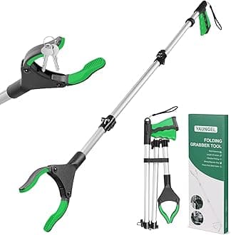 YAUNGEL 43'' Litter Pickers, Grabber Stick with Magnet, Grabber for Disabled, Extra Long Foldable Litter Pickers for Adults, 108CM Pick Up Stick Grabber with 360° Rotating Jaws Reaching Aids (Green)