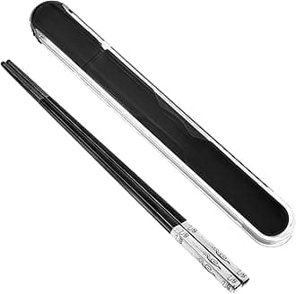 Ymapinc Portable Metal Chopsticks with Case，Cooking Chopsticks Reusable Laser Engraved Patterns, Non-Slip Design for School, Home, Office, Outdoor Use Dishwasher Safe