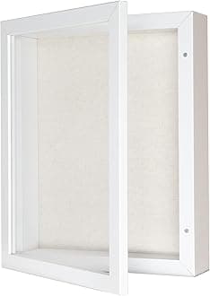 Califortree 8x10 Shadow Box Frame with Linen Back - Sturdy Rustic Memory Display Case of Flower, Pictures, Medals and More, White