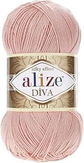 Alize100% Microfiber Acrylic Diva Silk Effect Knitting Sport Crochet Yarn Lot of 4 Ball skeins 400gr 1532yds Color (145 Powder)