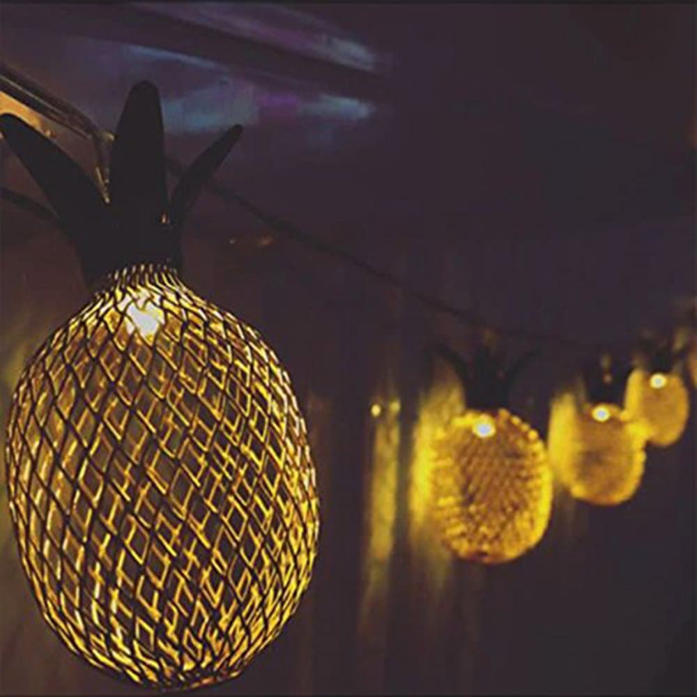 Mini Pineapple String Lights Metal Mesh Warm White Battery Operated Christmas Lights 10 LED Battery Powered String Light for Bedroom Room Wall Balcony Parties Birthday Wedding Decoration