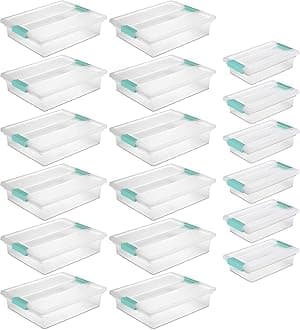 12 Pack Large Clip and 6 Pack Small Clip Plastic Storage Organizer Bins