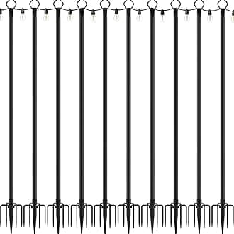 10 Pack String Light Poles,10 Ft Light Poles for Outside String Lights,Outdoor Lights Pole with Fork,Metal Poles Stand for Patio Deck Backyard (10FT 10 Pack)