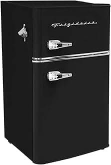 EFR840 Retro Mini Fridge with Freezer & Side Bottle Opener - Small 2 Door Refrigerator for Office Bar or College Dorm Room - 3.2 Cu Ft, Black
