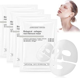 4Pcs Skaind Collagen Glow Mask Overnight, Deep Face Mask, Bio-Collagen Real Deep Mask, Hydrating Overnight Hydrogel Mask, Revitalize Your Skin with Low Molecular Weight Collagen Mask